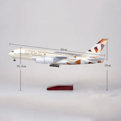 1:160 Etihad Airways Airbus 380 Airplane Model 18” Decoration & Gift (LED)