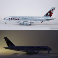 1:160 Qatar Airways Airbus 380 Airplane Model 18” Decoration & Gift (LED)