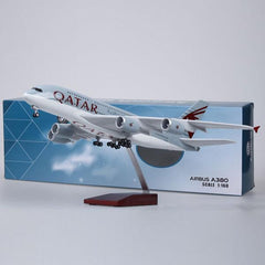 1:160 Qatar Airways Airbus 380 Airplane Model 18” Decoration & Gift (LED)