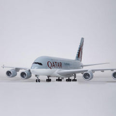 1:160 Qatar Airways Airbus 380 Airplane Model 18” Decoration & Gift (LED)