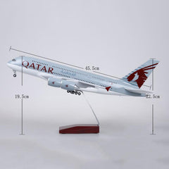 1:160 Qatar Airways Airbus 380 Airplane Model 18” Decoration & Gift (LED)