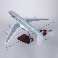 1:160 Qatar Airways Airbus 380 Airplane Model 18” Decoration & Gift (LED)